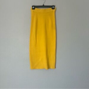 Mara Hoffman Midi Ribbed Knit Skirt in Yellow